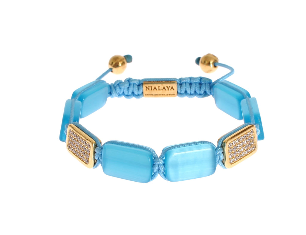 Nialaya Elegant Blue Opal & Diamond-Studded Bracelet Nialaya