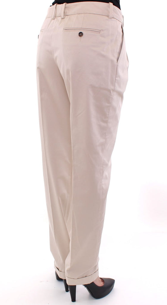 Dolce & Gabbana Elegant Beige Regular Fit Cotton Pants Dolce & Gabbana