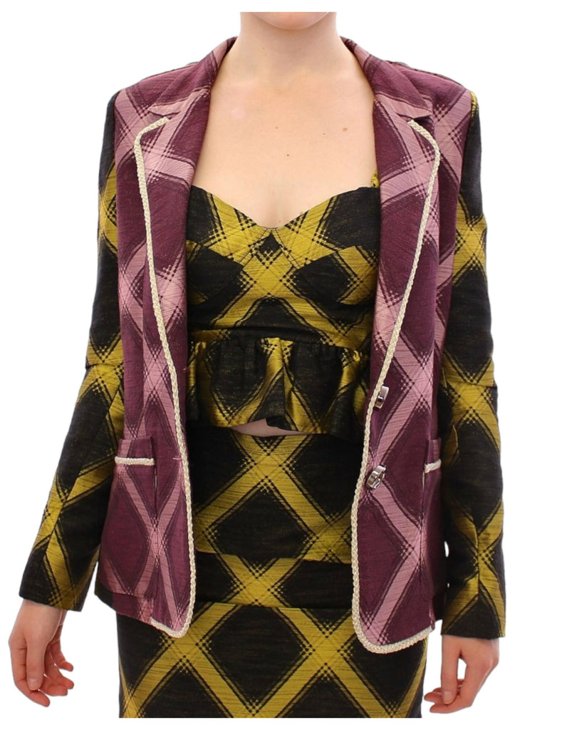 House of Holland Chic Purple Checkered Jacket Blazer House of Holland