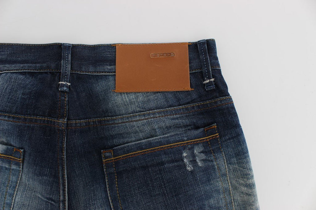 Acht Blue Wash Cotton Denim Regular Fit Jeans - Luxe & Glitz