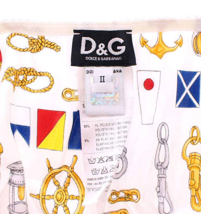 Dolce & Gabbana Elegant White Sailor Print Lingerie Set Dolce & Gabbana