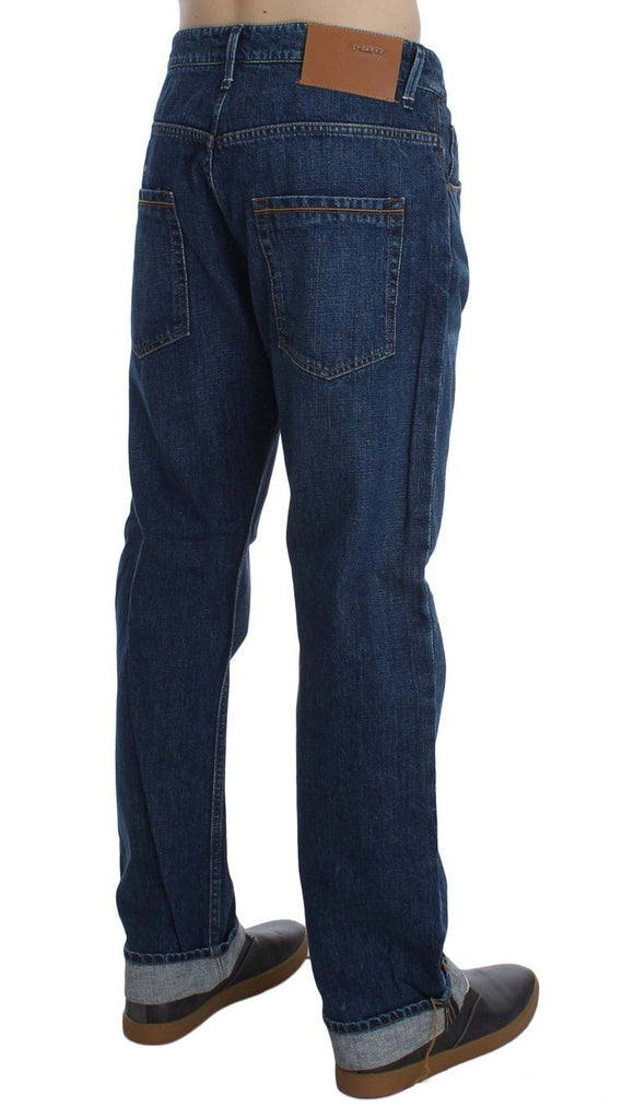 Acht Blue Wash Cotton Baggy Loose Fit Jeans - Luxe & Glitz