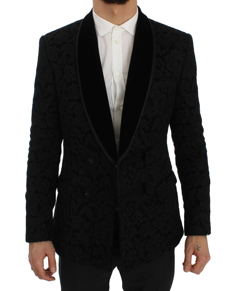 Dolce & Gabbana Elegant Slim Fit Black Silk-Blend Blazer Dolce & Gabbana