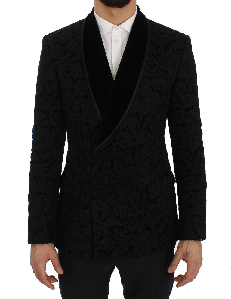 Dolce & Gabbana Elegant Slim Fit Black Silk-Blend Blazer Dolce & Gabbana