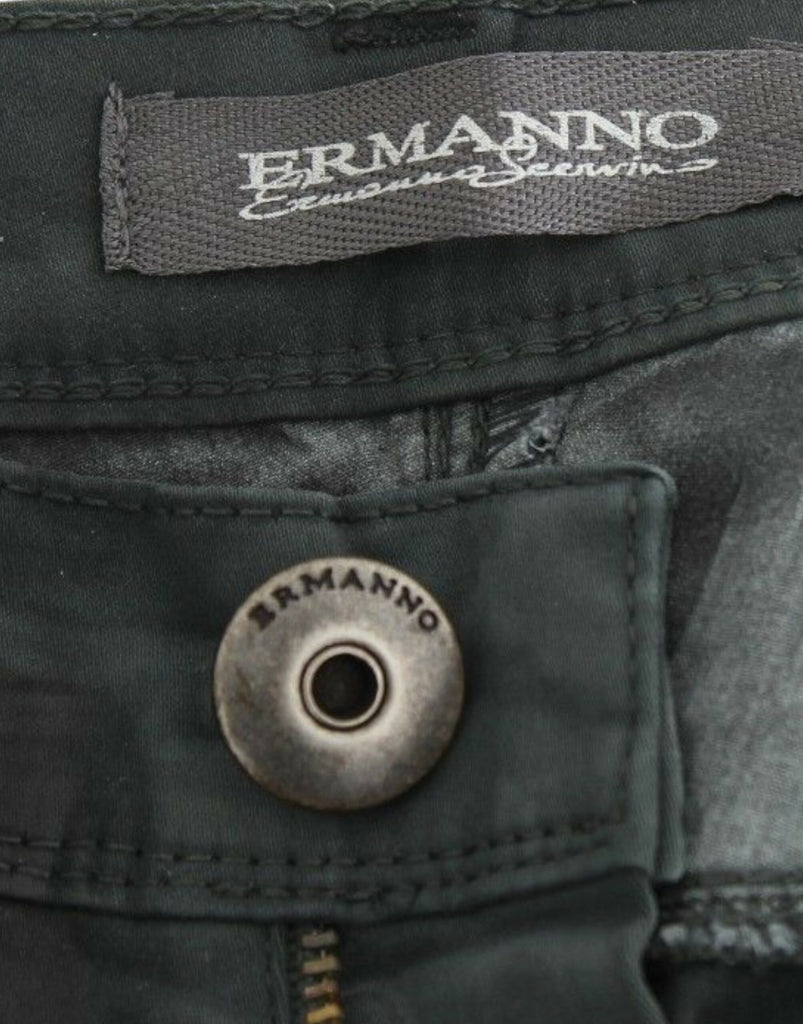 Ermanno Scervino Elegant Dark Green Slim Fit Jeans Ermanno Scervino