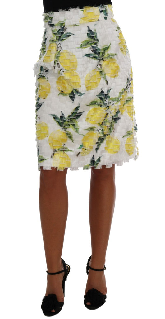 Dolce & Gabbana Lemon Print Fringe Pencil Skirt - Luxe & Glitz