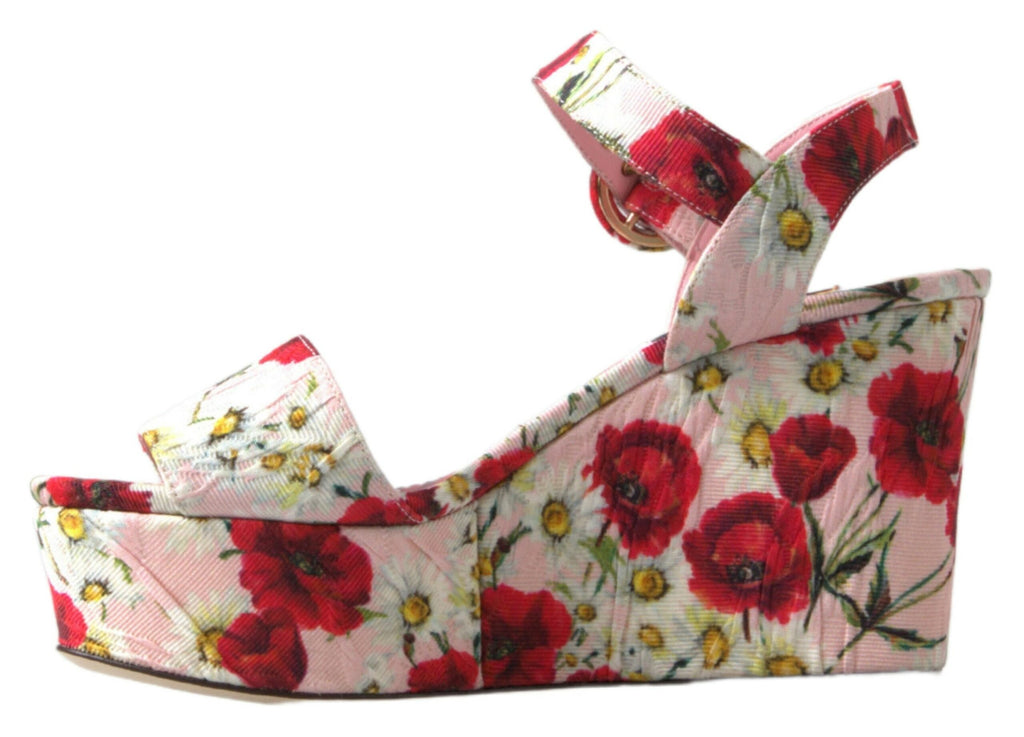 Dolce & Gabbana Floral Ankle Strap Wedge Sandals Dolce & Gabbana