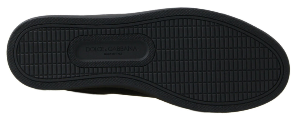 Dolce & Gabbana Black Gold Leather Classic Sneakers Dolce & Gabbana