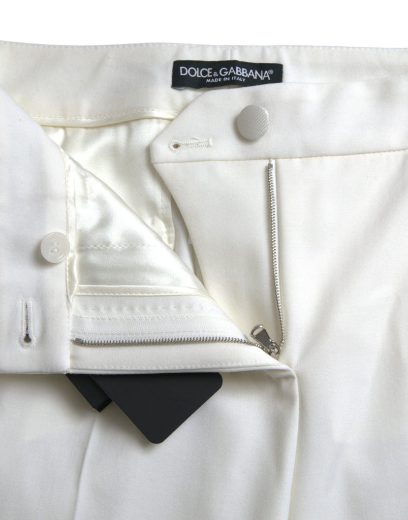 Dolce & Gabbana Elegant White Mid-Waist Tapered Pants Dolce & Gabbana