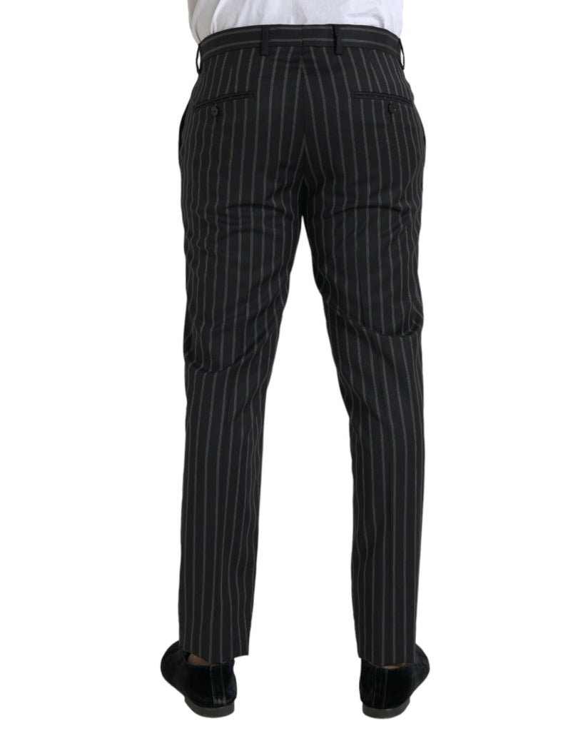 Dolce & Gabbana Black Striped Wool Skinny Dress Pants Dolce & Gabbana