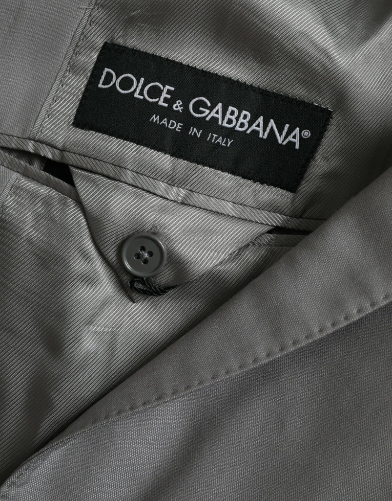 Dolce & Gabbana Gray Wool Peak Single Breasted Coat Blazer Dolce & Gabbana