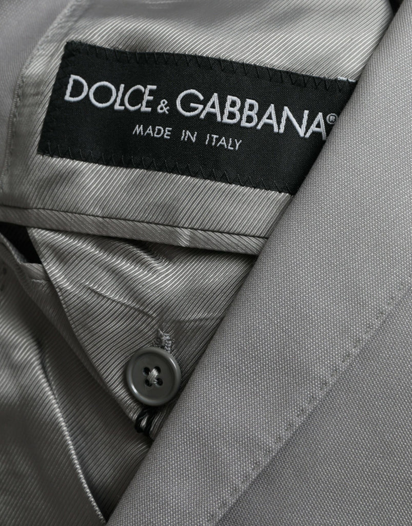 Dolce & Gabbana Gray Wool Peak Single Breasted Coat Blazer Dolce & Gabbana