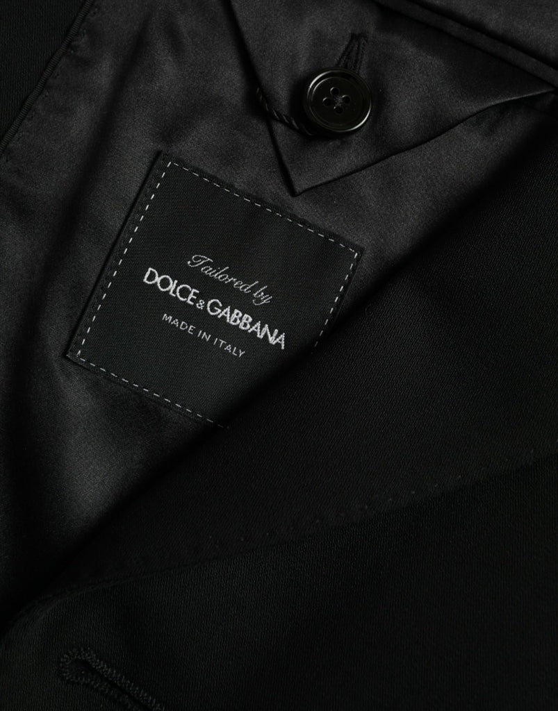 Dolce & Gabbana Black Wool Peak Single Breasted Coat Blazer Dolce & Gabbana