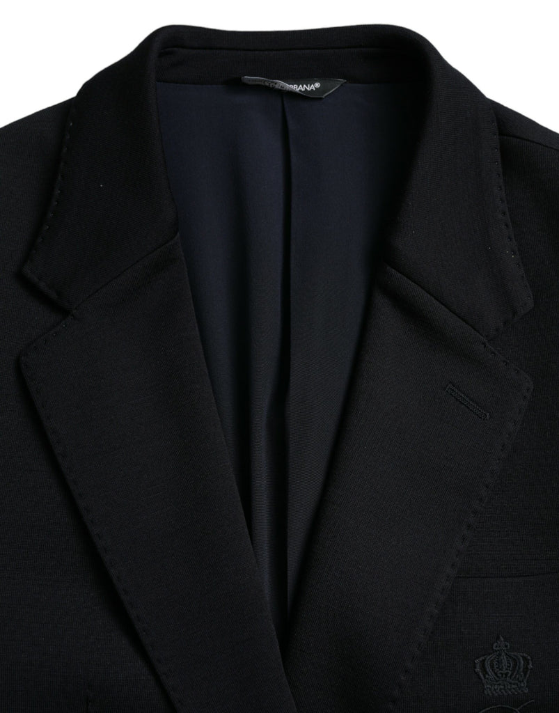 Dolce & Gabbana Black Wool Notch Single Breasted Coat Blazer Dolce & Gabbana