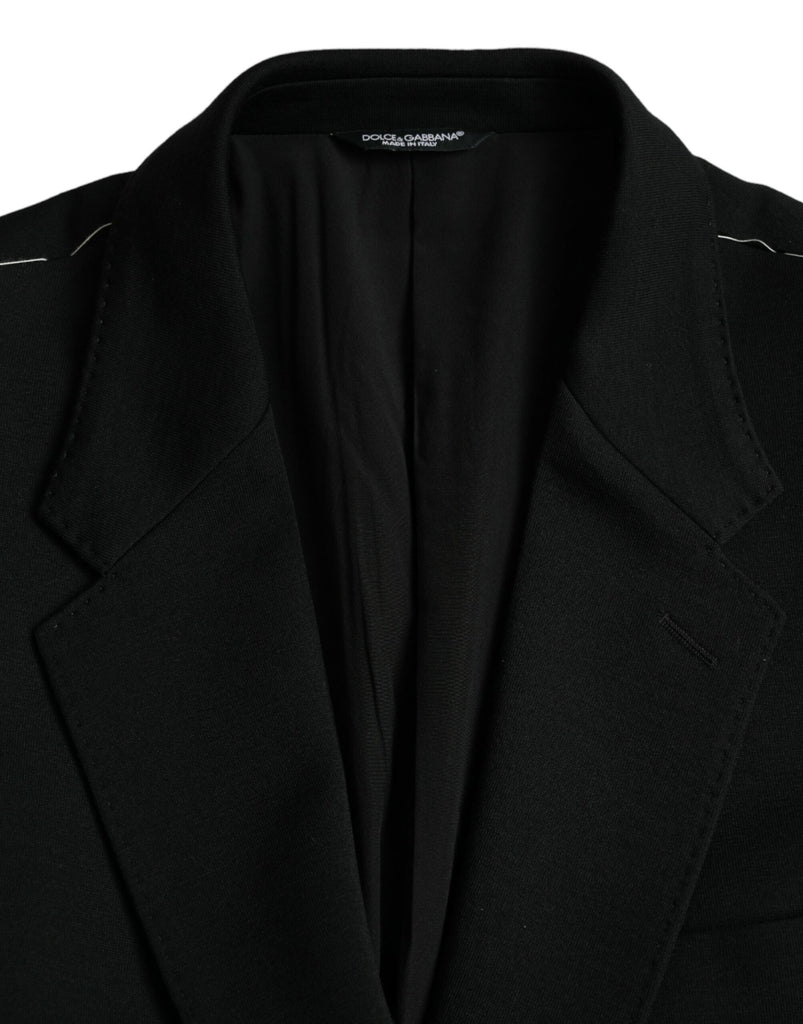 Dolce & Gabbana Black Wool Single Breasted Coat Blazer Dolce & Gabbana
