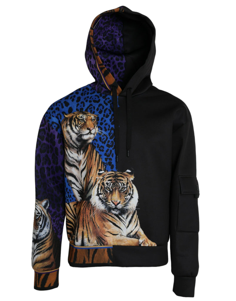 Dolce & Gabbana Multicolor Tiger Hooded Sweatshirt Sweater Dolce & Gabbana