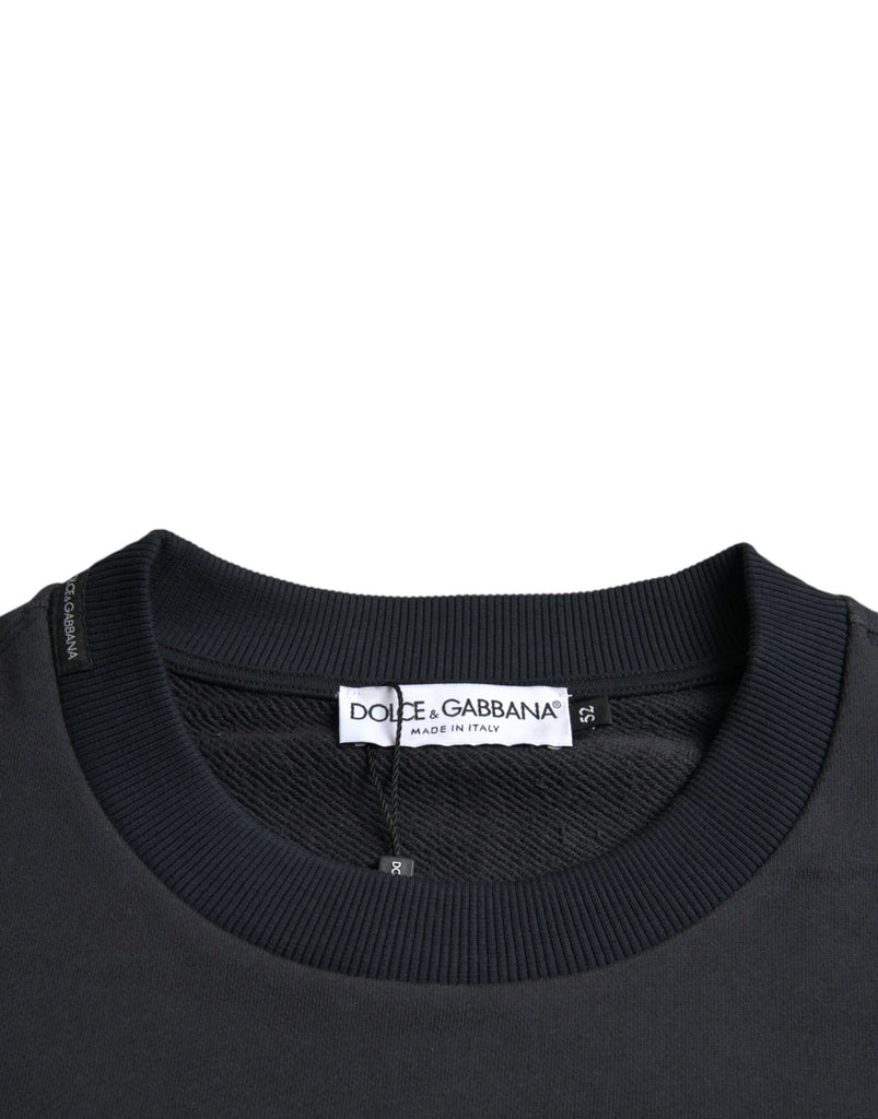 Dolce & Gabbana Dark Blue Cotton Logo Plaque Sweatshirt Sweater Dolce & Gabbana