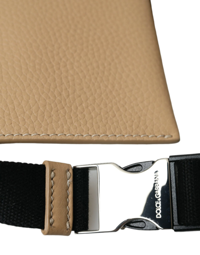 Dolce & Gabbana Elegance Redefined Beige Leather Belt Bag Dolce & Gabbana