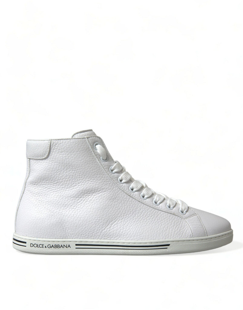 Dolce & Gabbana Elegant White Leather High Top Sneakers Dolce & Gabbana