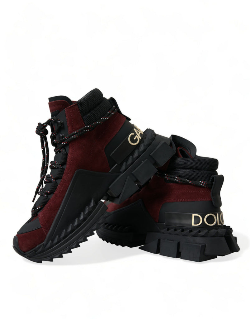 Dolce & Gabbana Burgundy Leather High Top Sneakers Dolce & Gabbana
