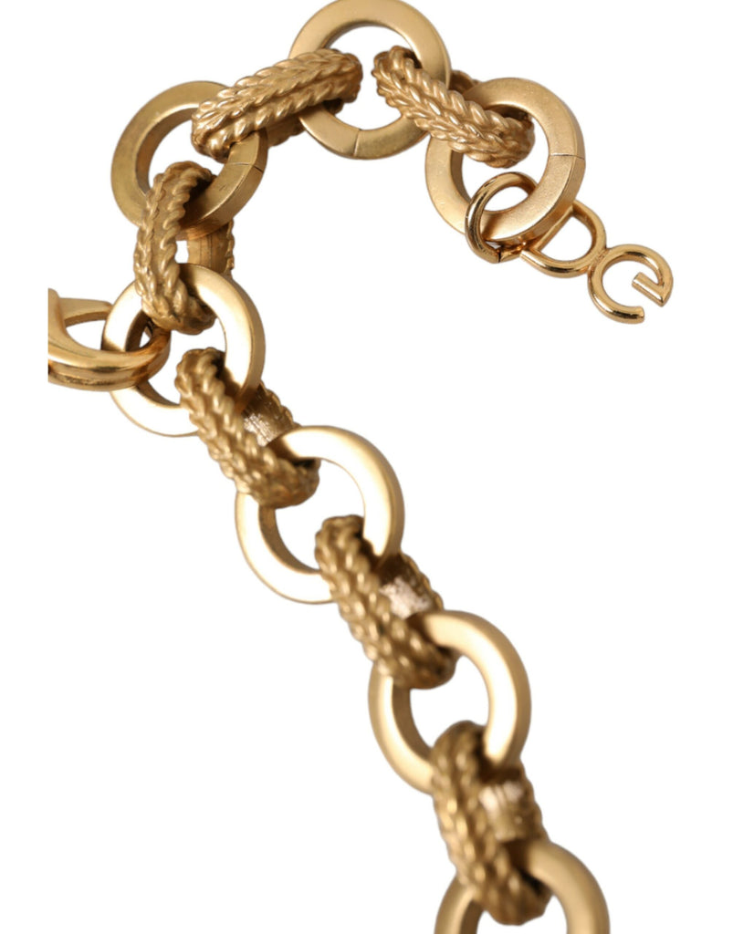 Dolce & Gabbana Gold Tone Brass Sunflower Crystal Embellished Necklace Dolce & Gabbana