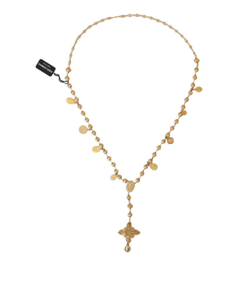 Dolce & Gabbana Gold Tone Chain Brass Beaded Statement Sicily Necklace Dolce & Gabbana