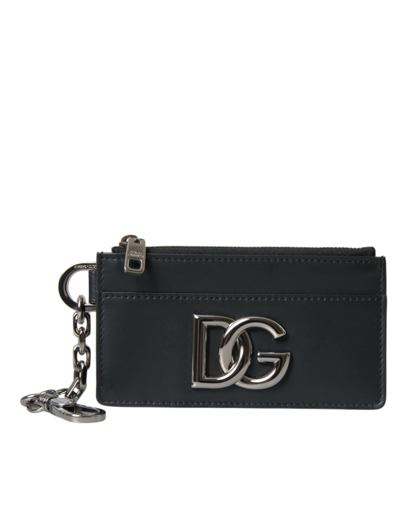 Dolce & Gabbana Black Calfskin Leather DG Logo Card Holder Wallet Men Dolce & Gabbana