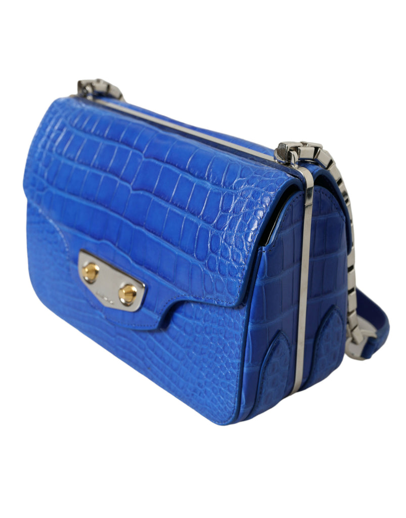Balenciaga Alligator Skin Mini Shoulder Bag - Elegant Blue Balenciaga