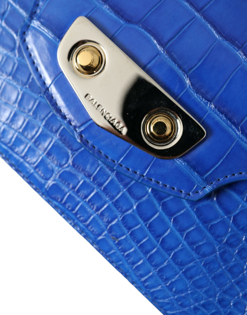 Balenciaga Alligator Skin Mini Shoulder Bag - Elegant Blue Balenciaga