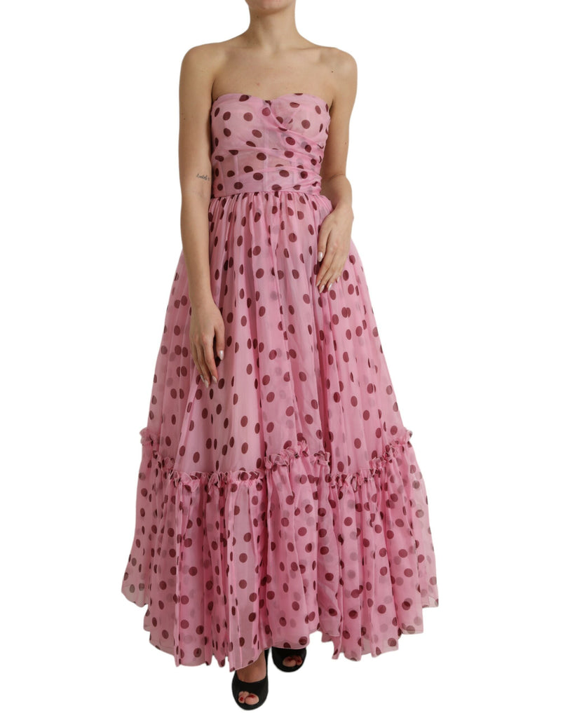 Dolce & Gabbana Chic A-Line Strapless Silk Dress in Pink Dolce & Gabbana