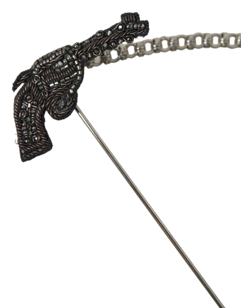Dolce & Gabbana Brass Copper Silk Revolver Gun Men Brooch Lapel Pin Dolce & Gabbana