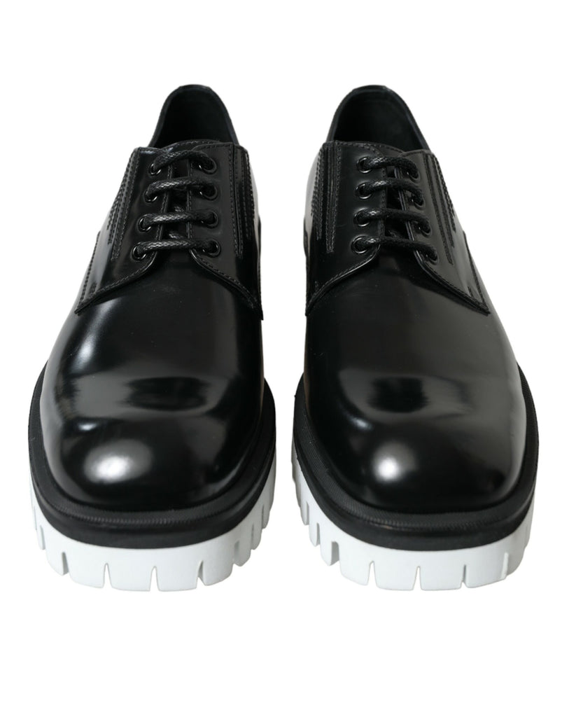 Dolce & Gabbana Sophisticated Black and White Leather Derby Shoes Dolce & Gabbana