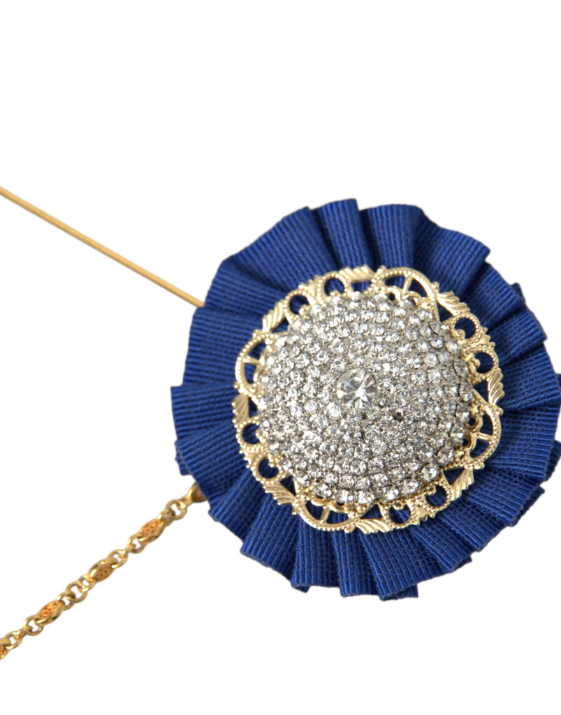 Dolce & Gabbana Gold Brass Crystal Men Brooch Lapel Pin Dolce & Gabbana