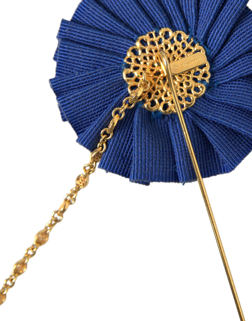 Dolce & Gabbana Gold Brass Crystal Men Brooch Lapel Pin Dolce & Gabbana
