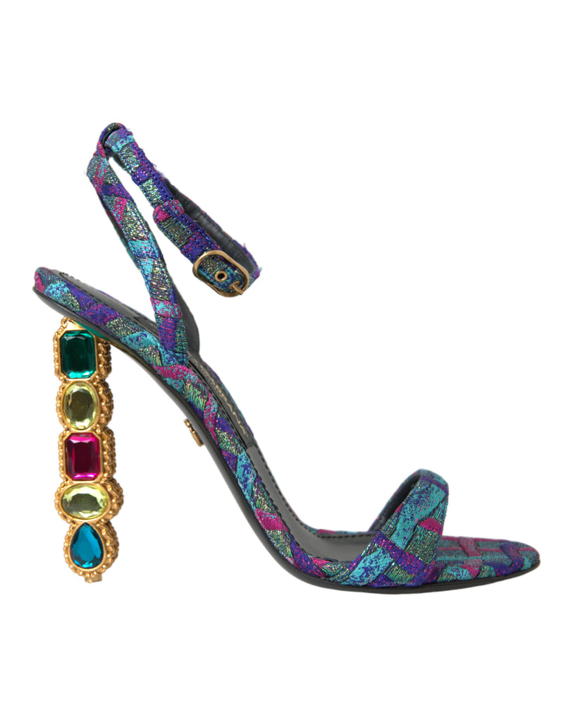 Dolce & Gabbana Multicolor Jacquard Crystals Sandals Shoes Dolce & Gabbana