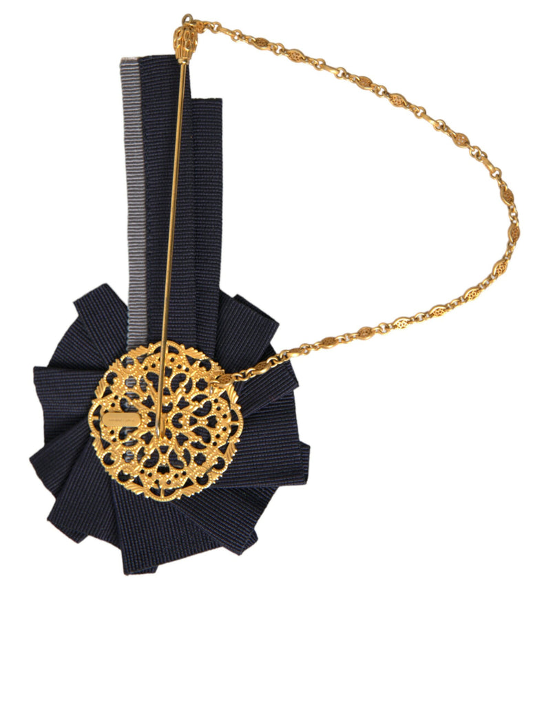 Dolce & Gabbana Gold Brass Crystal Bee Men Brooch Lapel Pin Dolce & Gabbana