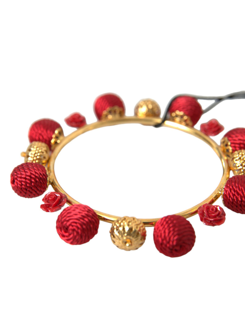 Dolce & Gabbana Gold Brass Red RUNWAY Sicilia Natale Roses Bracelet Dolce & Gabbana