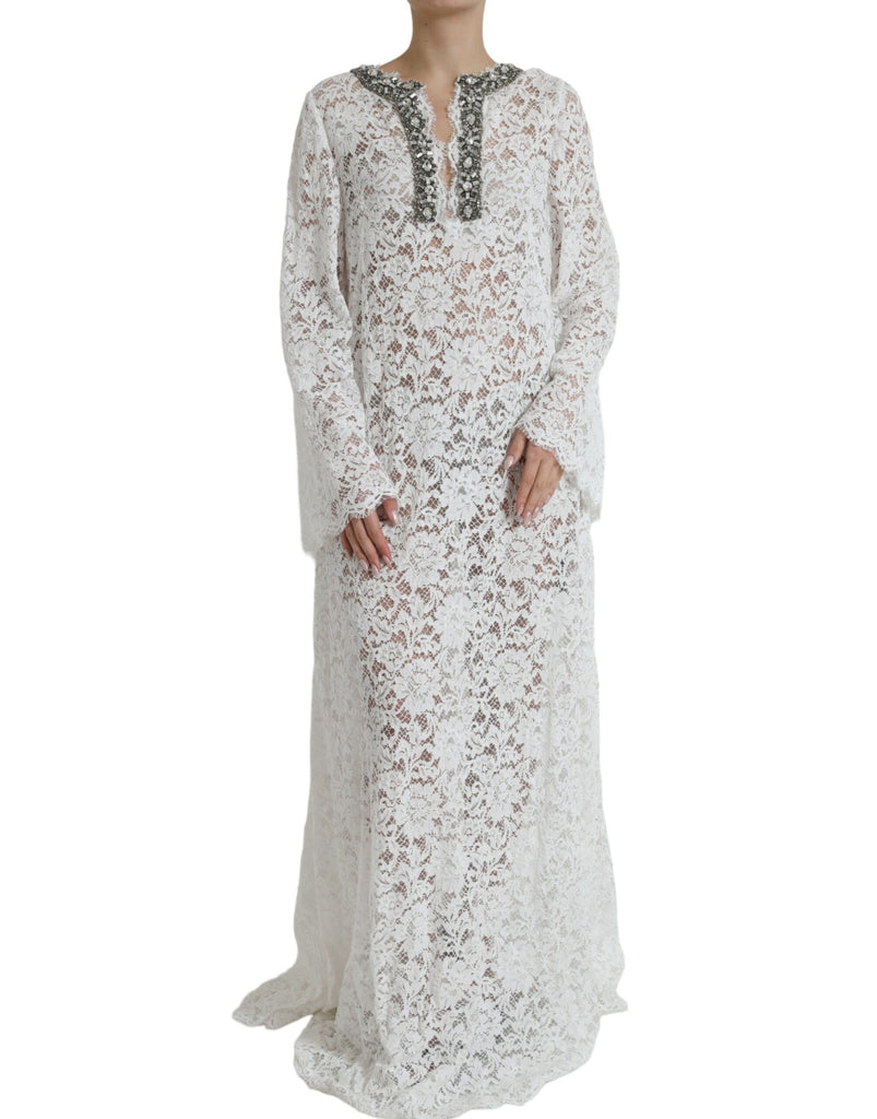 Dolce & Gabbana Elegant White Shift Dress with Crystal Embellishment Dolce & Gabbana