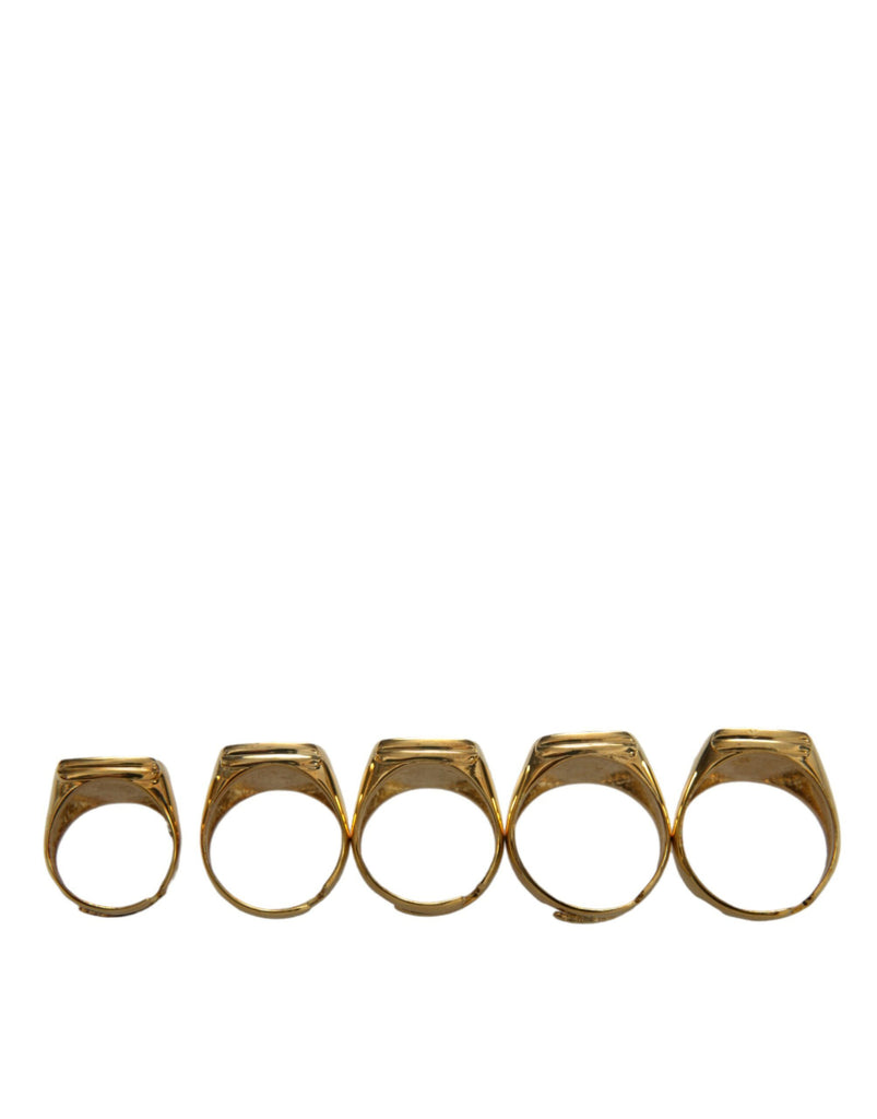 Dolce & Gabbana Gold Brass ROYAL Enamel Set of 5 Ring Dolce & Gabbana