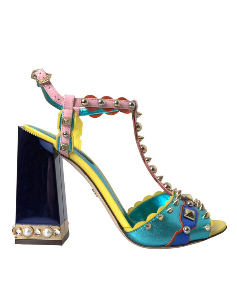 Dolce & Gabbana Multicolor Studded Leather Sandals Shoes Dolce & Gabbana