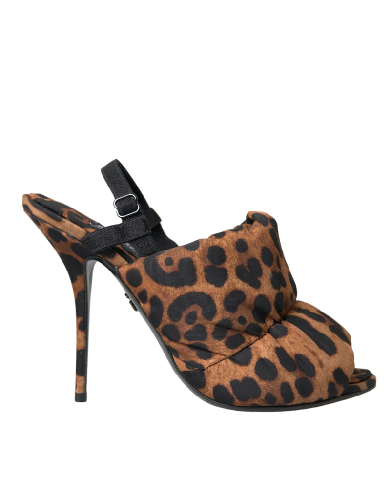 Dolce & Gabbana Brown Leopard Slingback Heels Sandals Shoes Dolce & Gabbana
