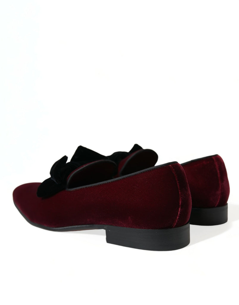 Dolce & Gabbana Burgundy Velvet Loafers - Elegance with a Twist Dolce & Gabbana