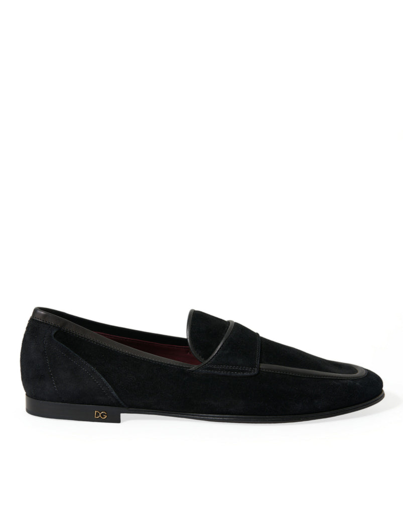 Dolce & Gabbana Elegant Velvet Black Loafers for Men Dolce & Gabbana
