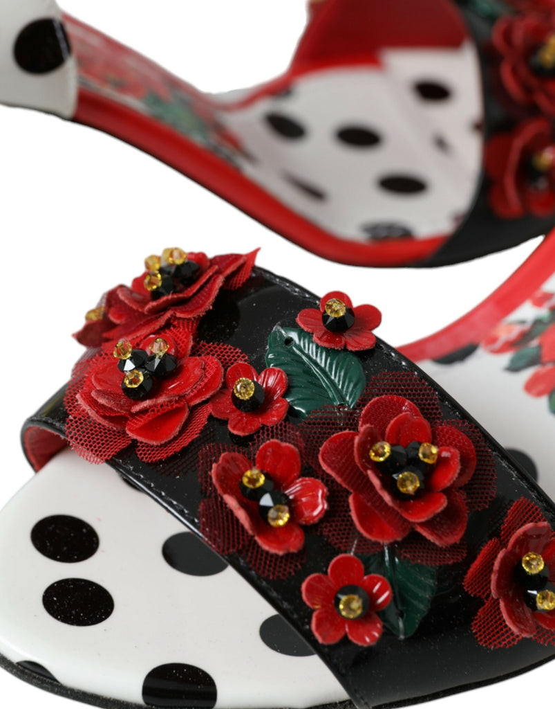Dolce & Gabbana Multicolor Floral Crystal Leather Sandals Shoes Dolce & Gabbana