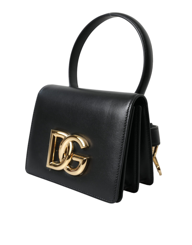 Dolce & Gabbana Elegant Black Leather Belt Bag with Gold Accents Dolce & Gabbana