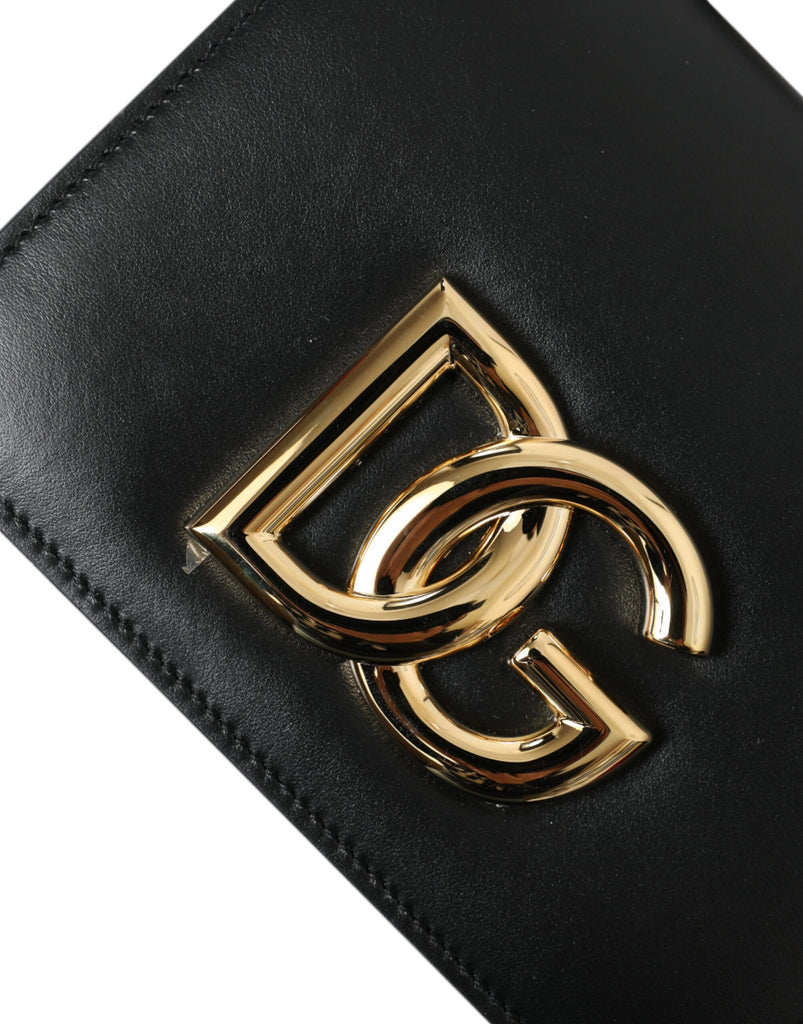Dolce & Gabbana Elegant Black Leather Belt Bag with Gold Accents Dolce & Gabbana