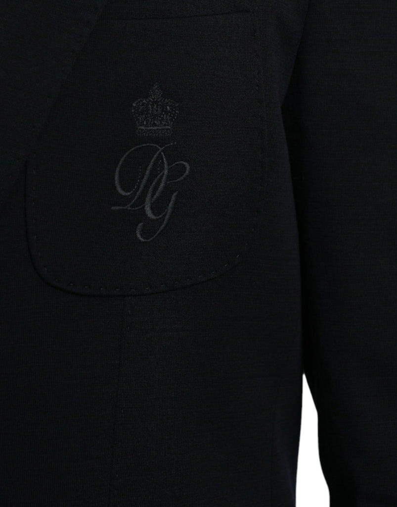 Dolce & Gabbana Black Wool Single Breasted Coat Blazer Dolce & Gabbana