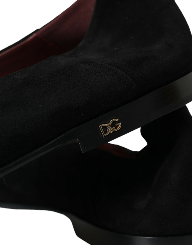 Dolce & Gabbana Black Suede Loafers Formal Dress Slip On Shoes Dolce & Gabbana