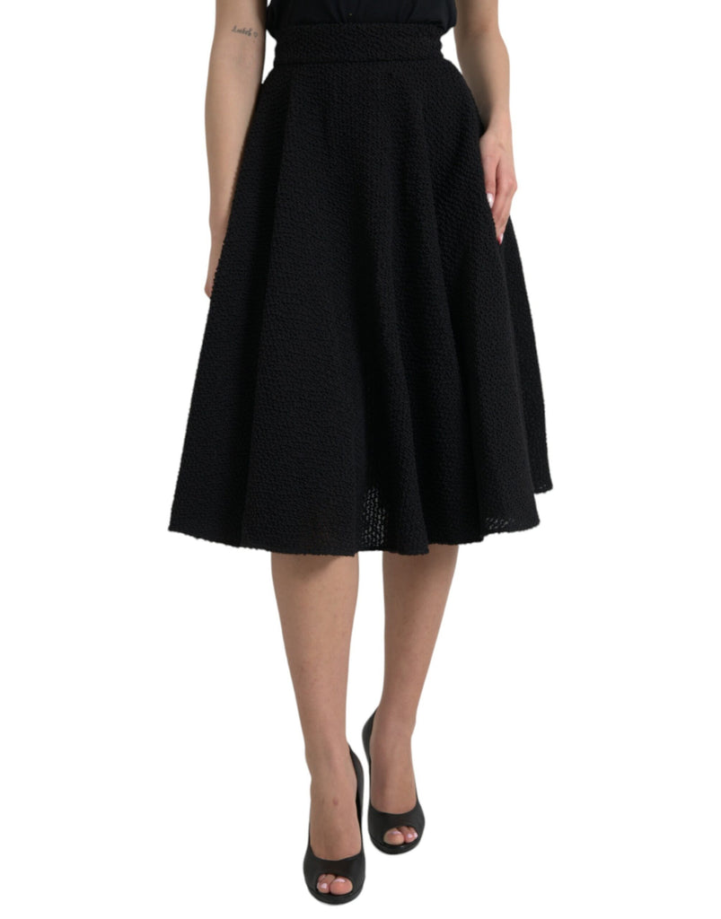 Dolce & Gabbana Black High Waist A-line Knee Length Skirt Dolce & Gabbana