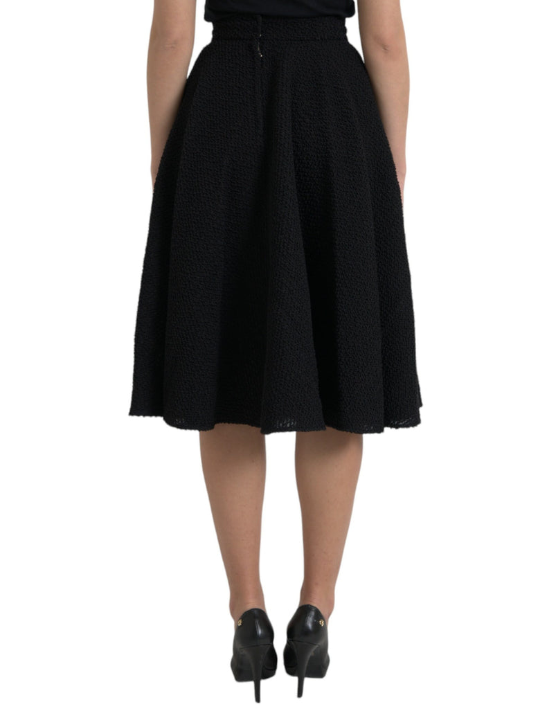 Dolce & Gabbana Black High Waist A-line Knee Length Skirt Dolce & Gabbana